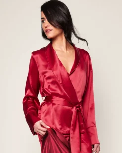 Women’s Silk Short Robe in Bordeaux