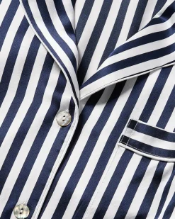 Women’s Silk Short Set in Navy Bengal Stripe