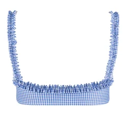 Women's Sky Blue Gingham Bandeau Bikini Top