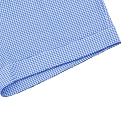 Women's Sky Blue Gingham Collared Shirt And Short Pima Pajamas Set