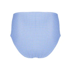 Women's Sky Blue Gingham High Waist Bikini Bottom
