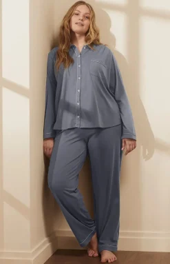 Women's Soft Knit Long Sleeve & Pants Pajama Set in Mineral