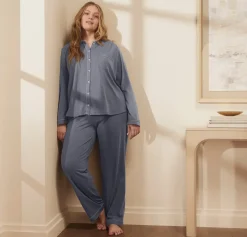 Women's Soft Knit Long Sleeve & Pants Pajama Set in Mineral
