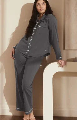 Women's Soft Knit Long Sleeve & Pants Pajama Set in Night