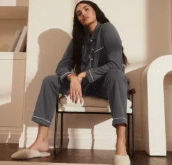 Women's Soft Knit Long Sleeve & Pants Pajama Set in Night