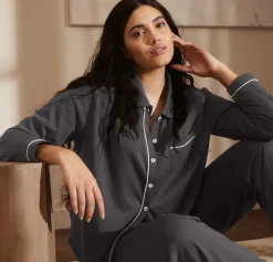 Women's Soft Knit Long Sleeve & Pants Pajama Set in Night