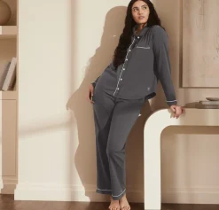 Women's Soft Knit Long Sleeve & Pants Pajama Set in Night