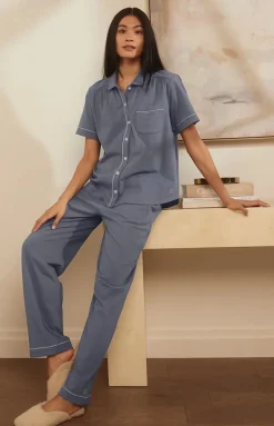 Women's Soft Knit Short Sleeve & Pants Pajama Set in Mineral