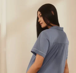 Women's Soft Knit Short Sleeve & Pants Pajama Set in Mineral