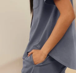 Women's Soft Knit Short Sleeve & Pants Pajama Set in Mineral