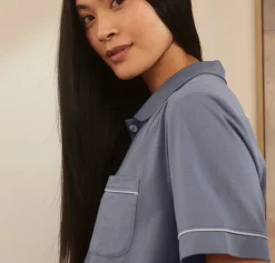 Women's Soft Knit Short Sleeve & Pants Pajama Set in Mineral