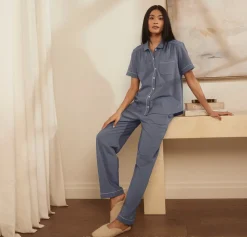 Women's Soft Knit Short Sleeve & Pants Pajama Set in Mineral