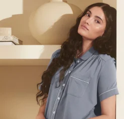 Women's Soft Knit Short Sleeve & Shorts Pajama Set in Mineral