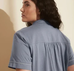 Women's Soft Knit Short Sleeve & Shorts Pajama Set in Mineral