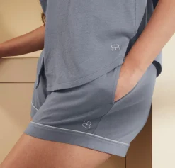 Women's Soft Knit Short Sleeve & Shorts Pajama Set in Mineral