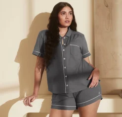 Women's Soft Knit Short Sleeve & Shorts Pajama Set in Night