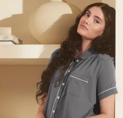 Women's Soft Knit Short Sleeve & Shorts Pajama Set in Night