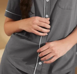 Women's Soft Knit Short Sleeve & Shorts Pajama Set in Night