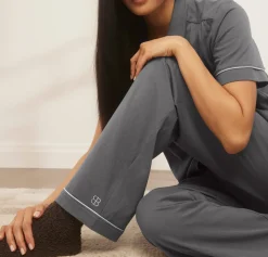Women's Soft Knit Short Sleeve & Pants Pajama Set in Night