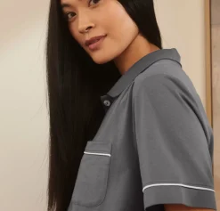 Women's Soft Knit Short Sleeve & Pants Pajama Set in Night