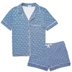 Women's Stars & Stripes Button Front Short Pajama Set in Navy