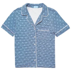 Women's Stars & Stripes Button Front Short Pajama Set in Navy