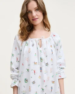 Women's Twill Delphine Nightgown in 12 Days of Christmas