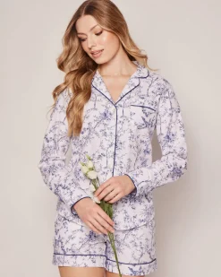 Women’s Twill Long Sleeve Short Set in Timeless Toile