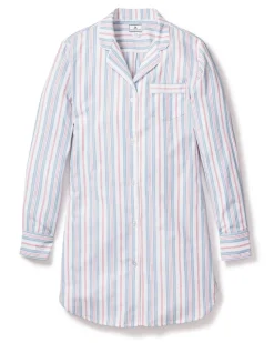 Women’s Twill Nightshirt in Vintage French Stripes