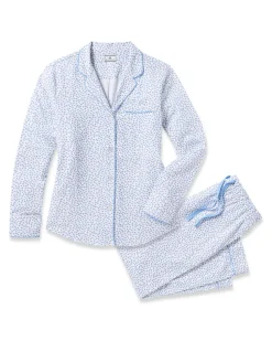 Women’s Twill Pajama Set in Bluehearts