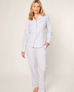 Women’s Twill Pajama Set in Bluehearts