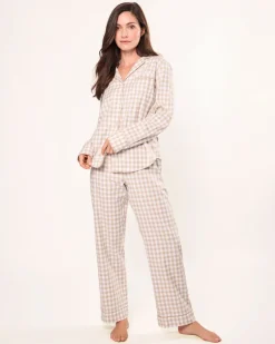 Women’s Twill Pajama Set in Camel Gingham