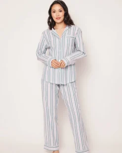 Women’s Twill Pajama Set in Vintage French Stripes