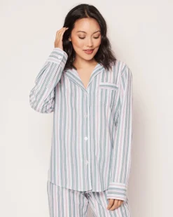 Women’s Twill Pajama Set in Vintage French Stripes