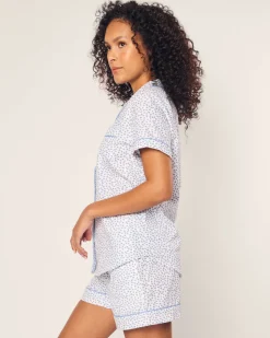 Women’s Twill Short Sleeve Short Set in Bluehearts