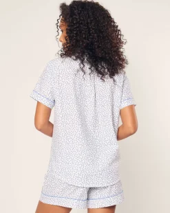 Women’s Twill Short Sleeve Short Set in Bluehearts