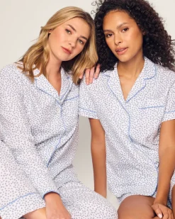 Women’s Twill Short Sleeve Short Set in Bluehearts