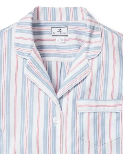 Women’s Twill Short Sleeve Short Set in Vintage French Stripes