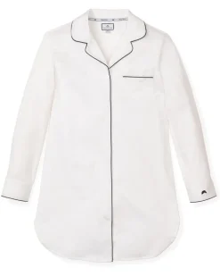 Women’s White Nightshirt with Navy Piping