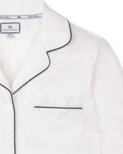 Women’s White Nightshirt with Navy Piping