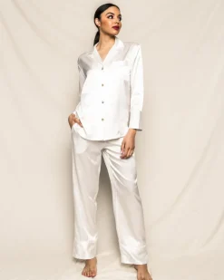 Women’s White Silk Pajama Set