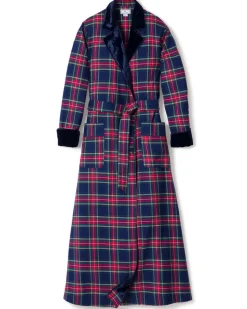Women’s Windsor Tartan Long Robe with Velvet Trim