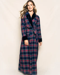 Women’s Windsor Tartan Long Robe with Velvet Trim