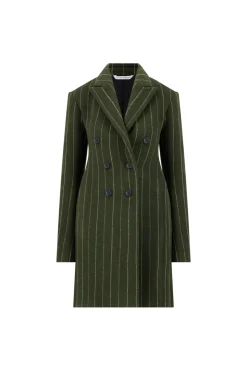 Wool Basque Tailored Overcoat in Alpine & White Stripe