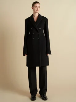 Wool Basque Tailored Overcoat in Black