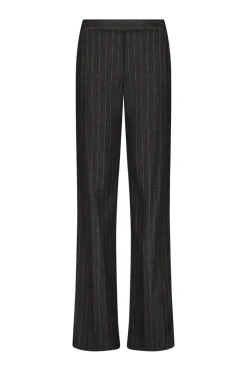 Wool Pinstripe Tailored Trouser in Charcoal & Camellia