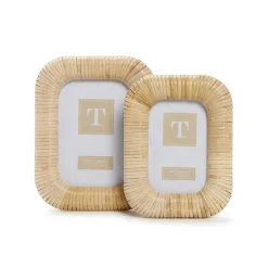 Woven Rattan Photo Frames, Set of 2