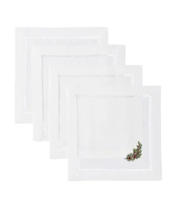 Wreath Snow Cocktail Napkins, Set of 4