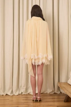 Wylie Scarf Dress in Washed Chiffon with Mohair Lace Trim