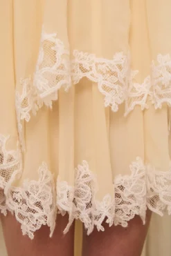 Wylie Scarf Dress in Washed Chiffon with Mohair Lace Trim